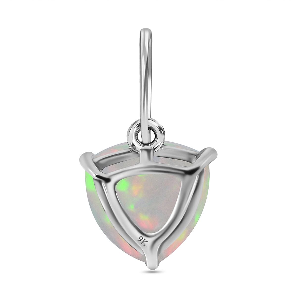 9K White Gold Ethiopian Welo Opal Solitaire Pendant