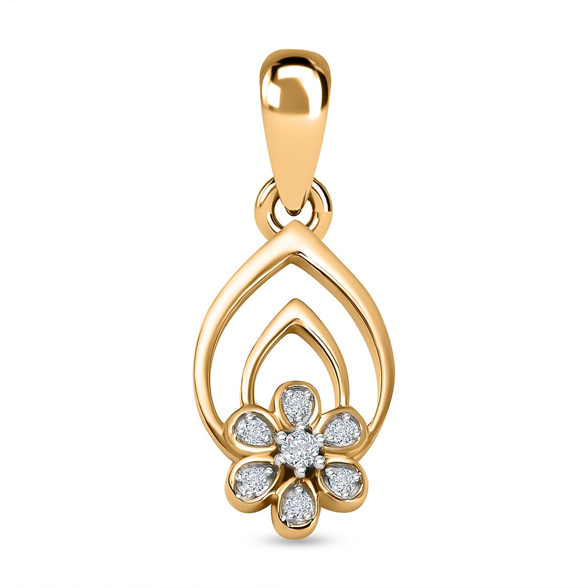 9K Yellow Gold SGL Certified Diamond Floral Pendant