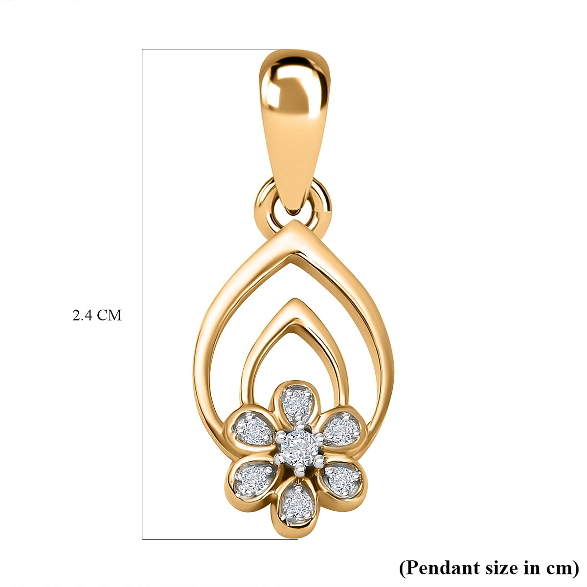 9K Yellow Gold SGL Certified Diamond Floral Pendant