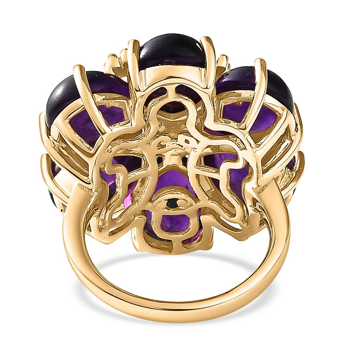 GP Italian Garden Collection - Amethyst & Multi Gemstone Ring in 18K Vermeil YG Plated Sterling Silver 16.47 Ct, Silver Wt. 8.41 Gms