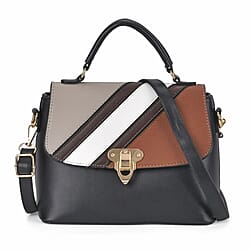 Elegant Patchwork Leatherette Crossbody Bag