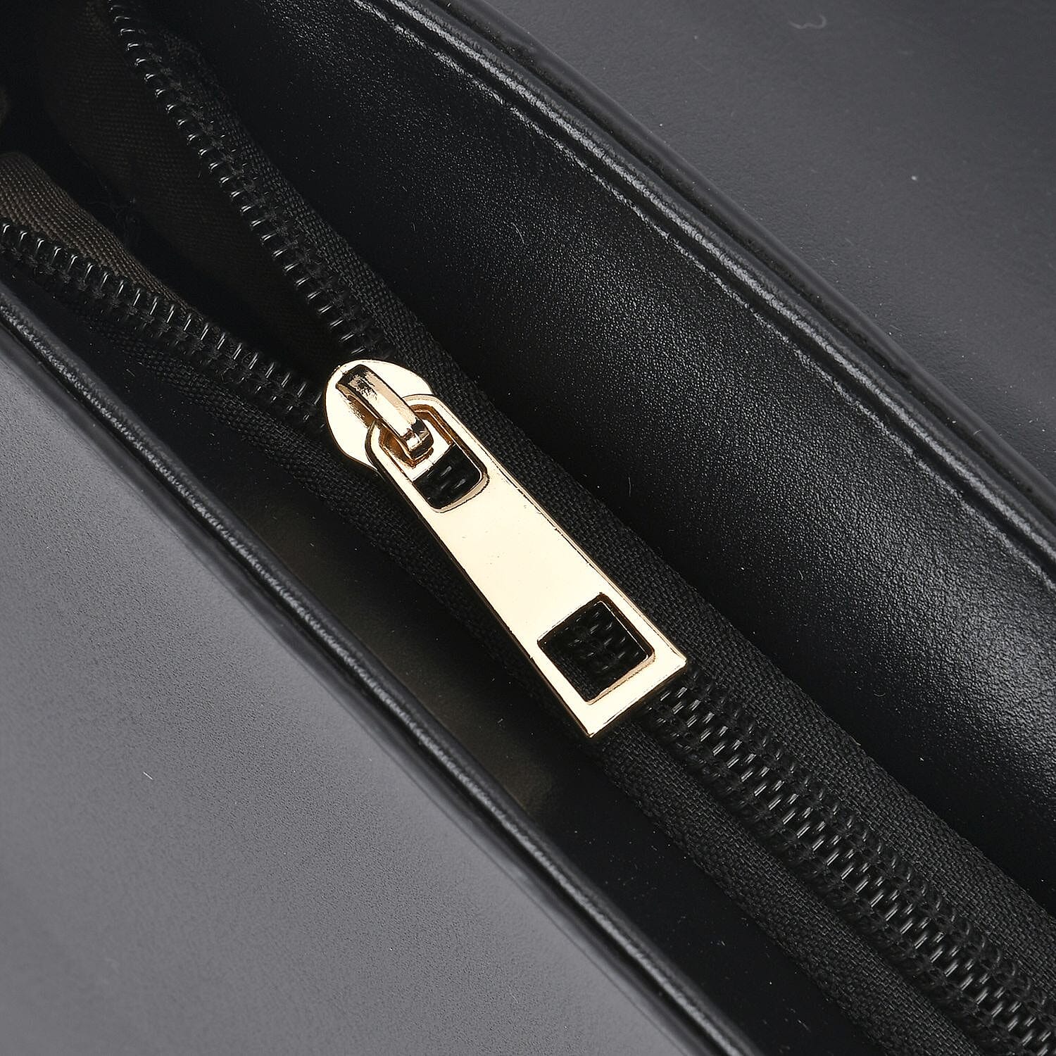 Elegant Patchwork Leatherette Crossbody Bag - Black