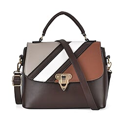 Elegant Patchwork Leatherette Crossbody Bag