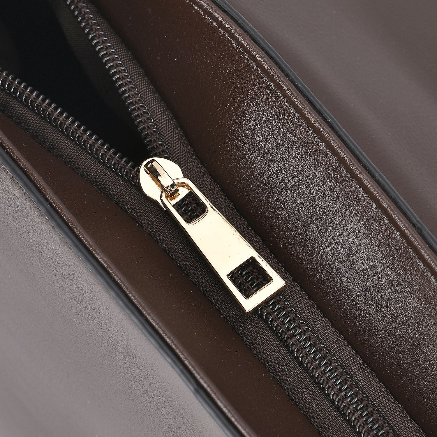 Elegant Patchwork Leatherette Crossbody Bag - Brown