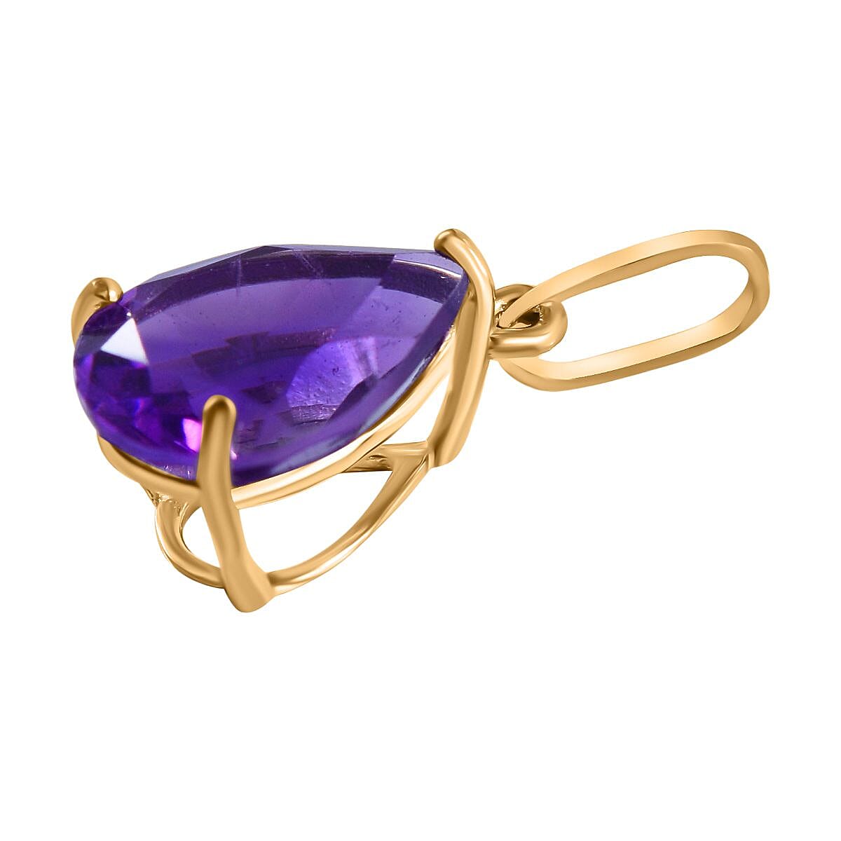 9K Yellow Gold Lusaka Amethyst Solitaire Pendant 1.00 Ct.