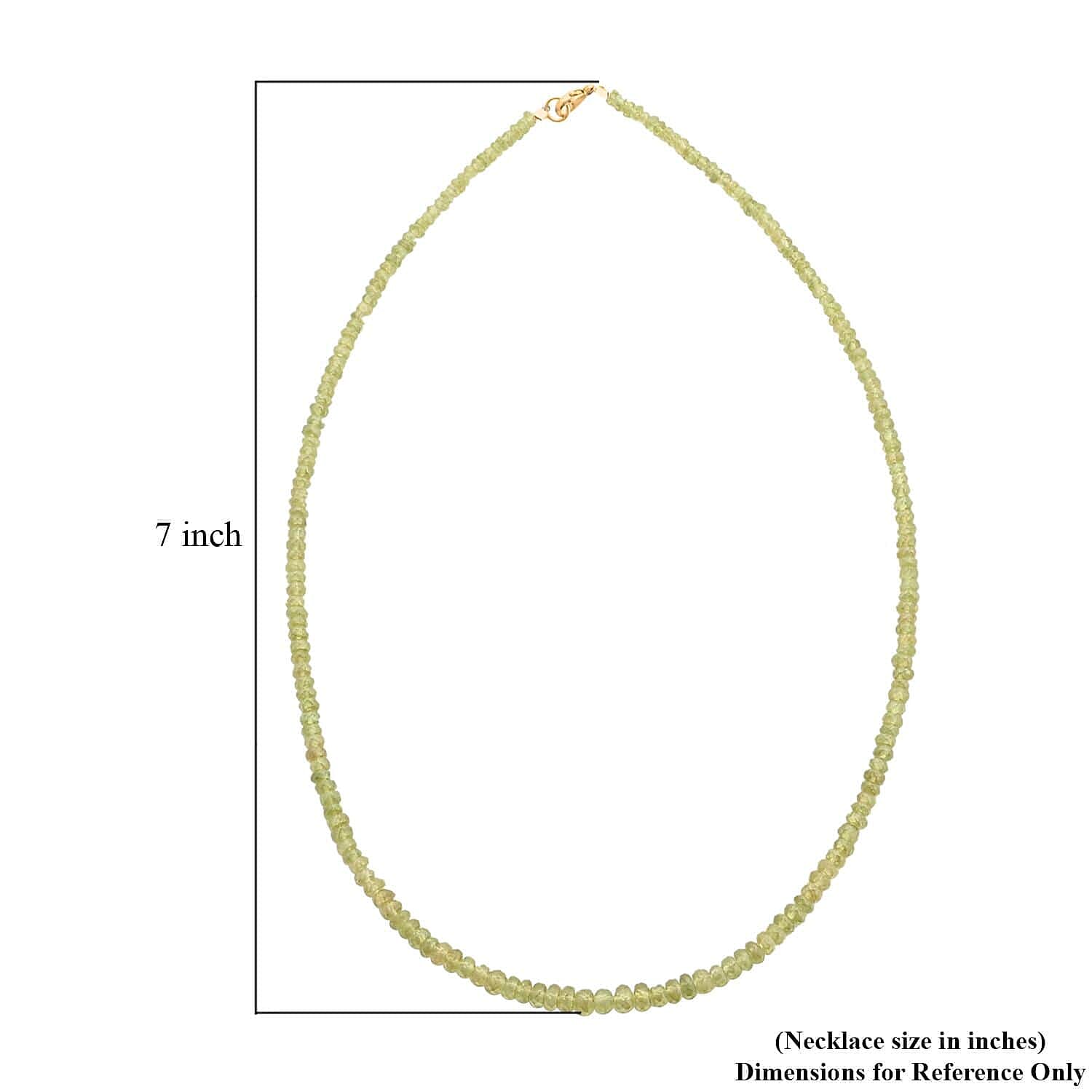 18K Yellow Gold AAAA Sphene Necklace (Size - 18) 60.00 ct, Gold Wt. 2.2 Gms 60.000 Ct. 18K Yellow Gold AAAA Sphene Necklace (Size - 18) 60.00 ct, Gold Wt. 2.2 Gms 60.000 Ct.