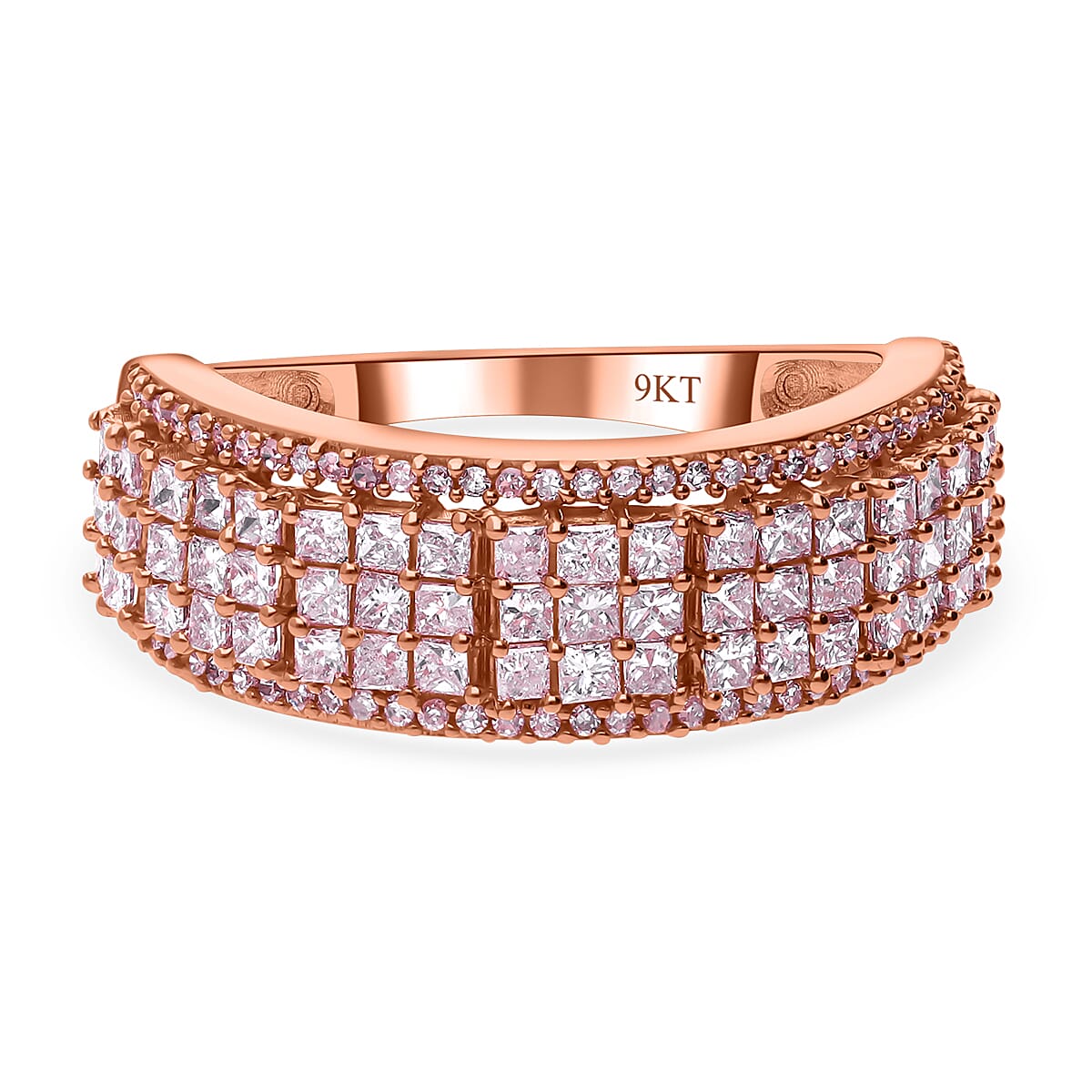 Designer Inspired- Certified 9K Rose Gold Natural Pink Diamond Ring 1.05 Ct