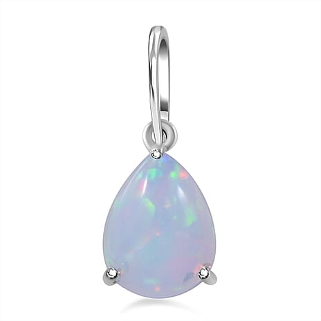 9K White Gold Ethiopian Welo Opal Solitaire Pendant 1.00 Ct. 9K White Gold Ethiopian Welo Opal Solitaire Pendant 1.00 Ct.