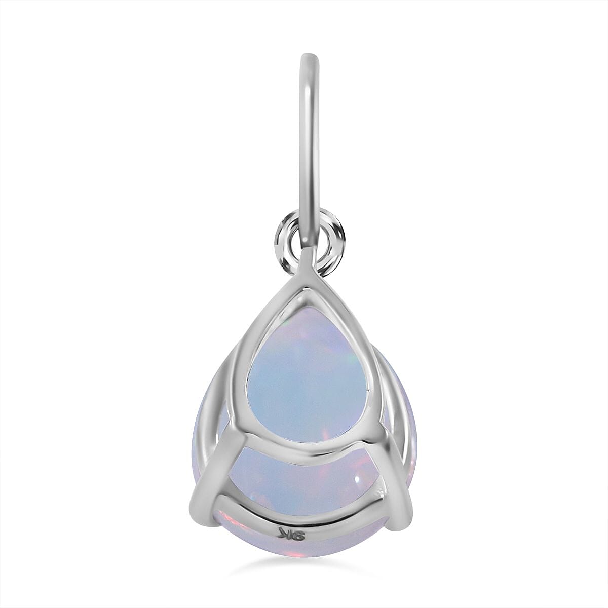  9K White Gold Ethiopian Welo Opal Solitaire Pendant 1.00 Ct.