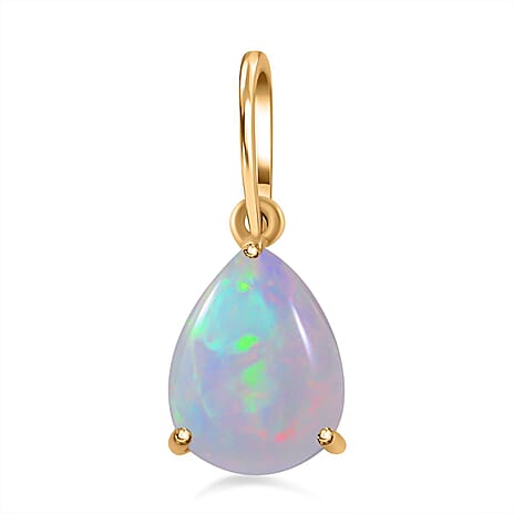 9K Yellow Gold Ethiopian Welo Opal Solitaire Pendant 1.00 Ct. 9K Yellow Gold Ethiopian Welo Opal Solitaire Pendant 1.00 Ct.