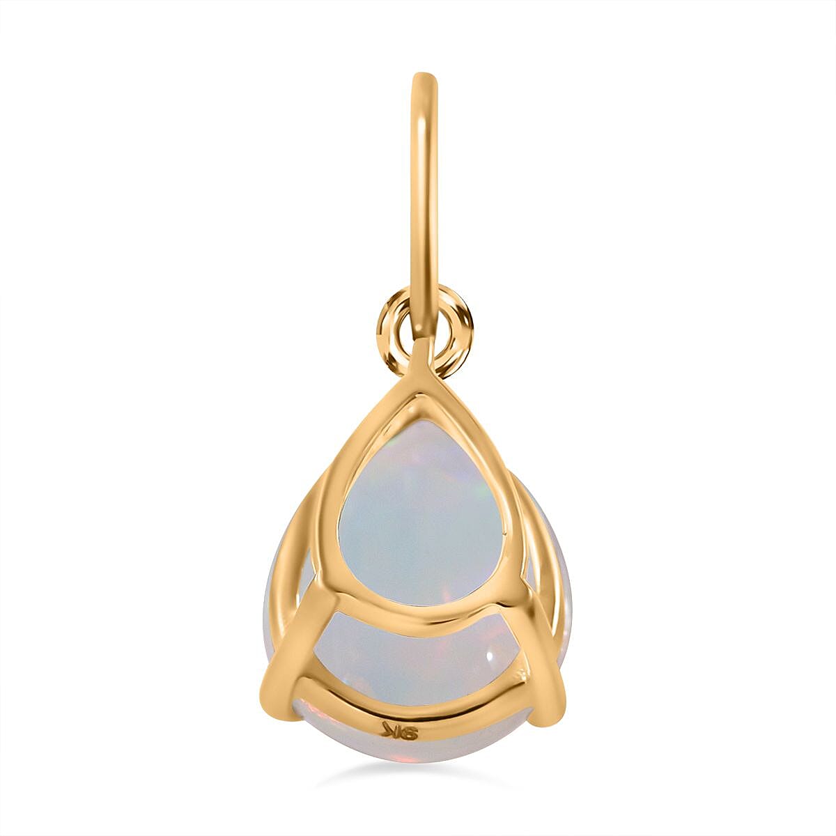9K Yellow Gold Ethiopian Welo Opal Solitaire Pendant 1.00 Ct.