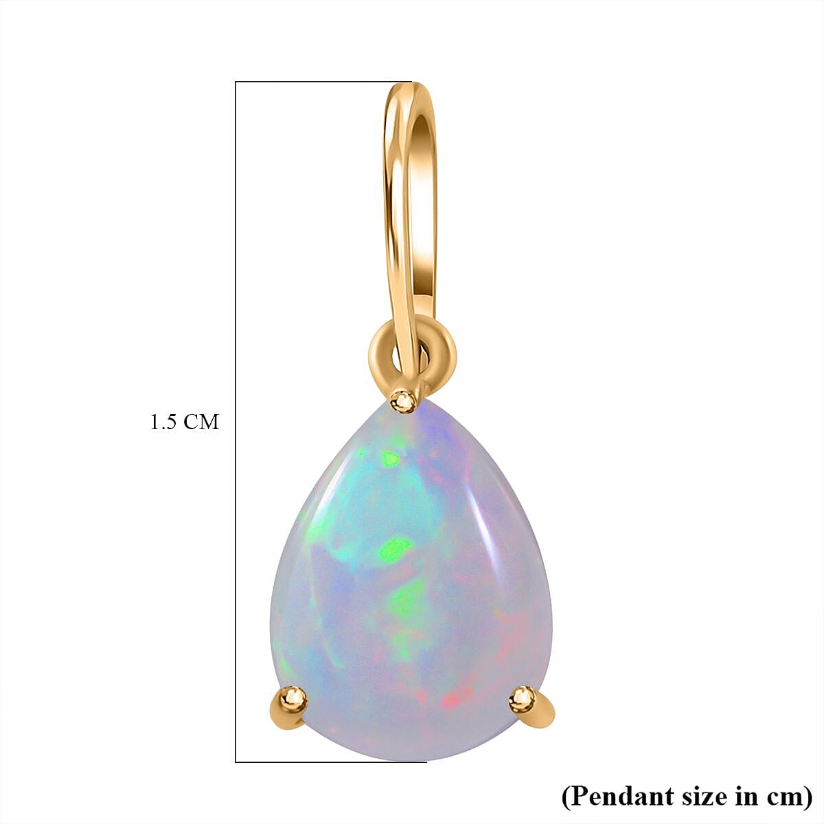 9K Yellow Gold Ethiopian Welo Opal Solitaire Pendant 1.00 Ct.