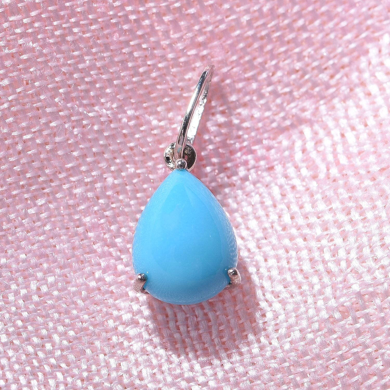 9K White Gold Arizona Sleeping Beauty Turquoise Solitaire Pendant 1.00 Ct.