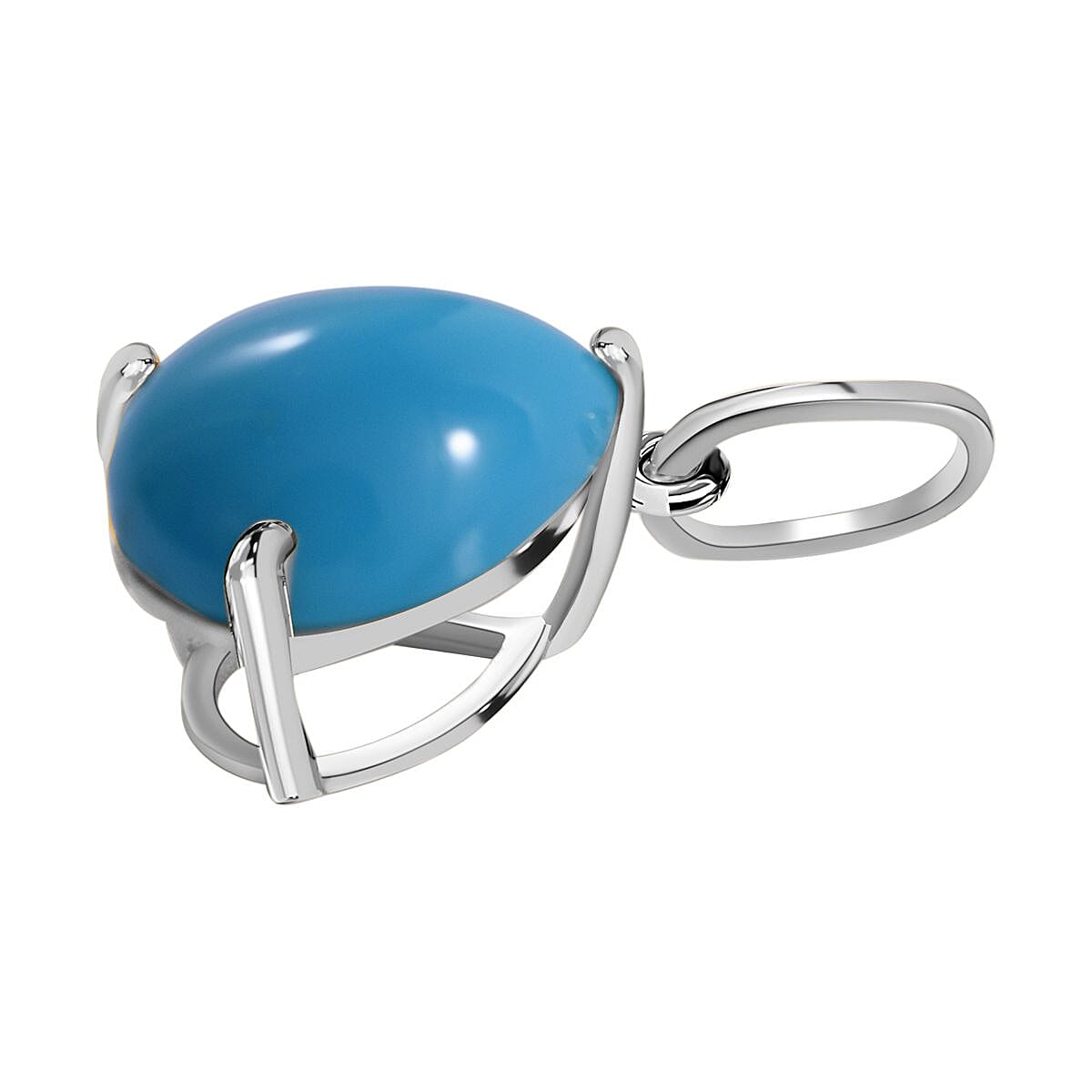 9K White Gold Arizona Sleeping Beauty Turquoise Solitaire Pendant 1.00 Ct.