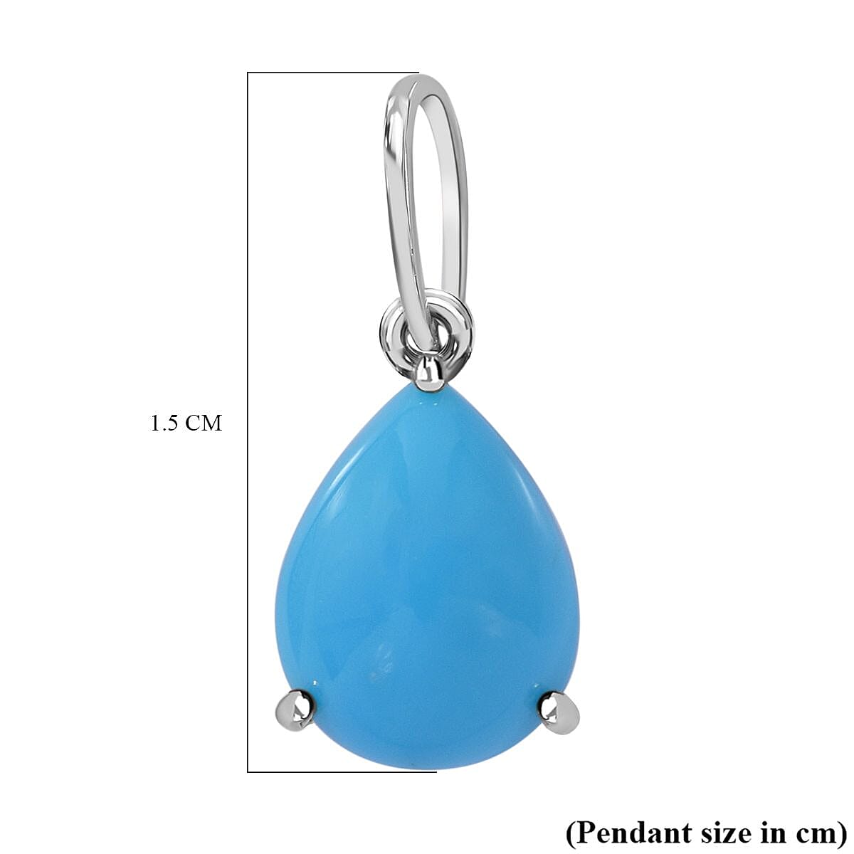 9K White Gold Arizona Sleeping Beauty Turquoise Solitaire Pendant 1.00 Ct.