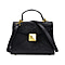 Designer Inspired - Genuine Leather Crossbody Bag with Exterior Zipped Pocket & Shoulder Strap - Black