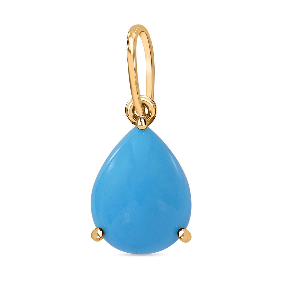 9K Yellow Gold Arizona Sleeping Beauty Turquoise Solitaire Pendant 1.00 Ct.