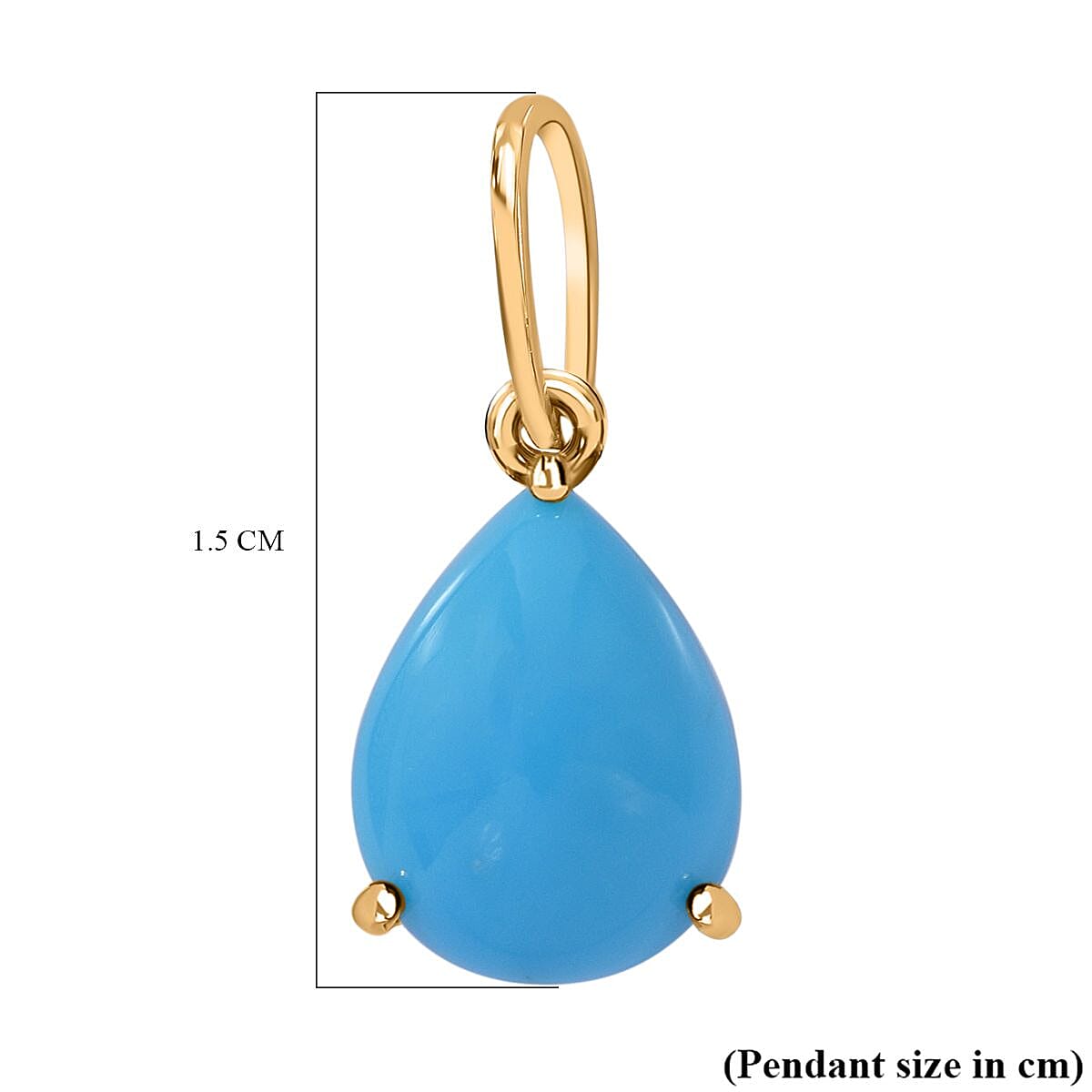9K Yellow Gold Arizona Sleeping Beauty Turquoise Solitaire Pendant 1.00 Ct.