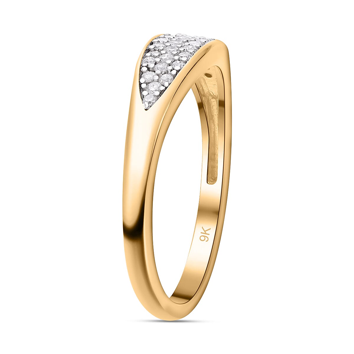 9K Yellow Gold SGL Certified Diamond Band Ring 0.22 Ct