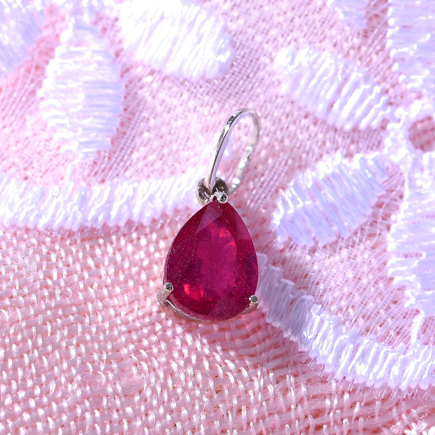 African Ruby Solitaire Pendant in Sterling Silver 1.50 Ct.