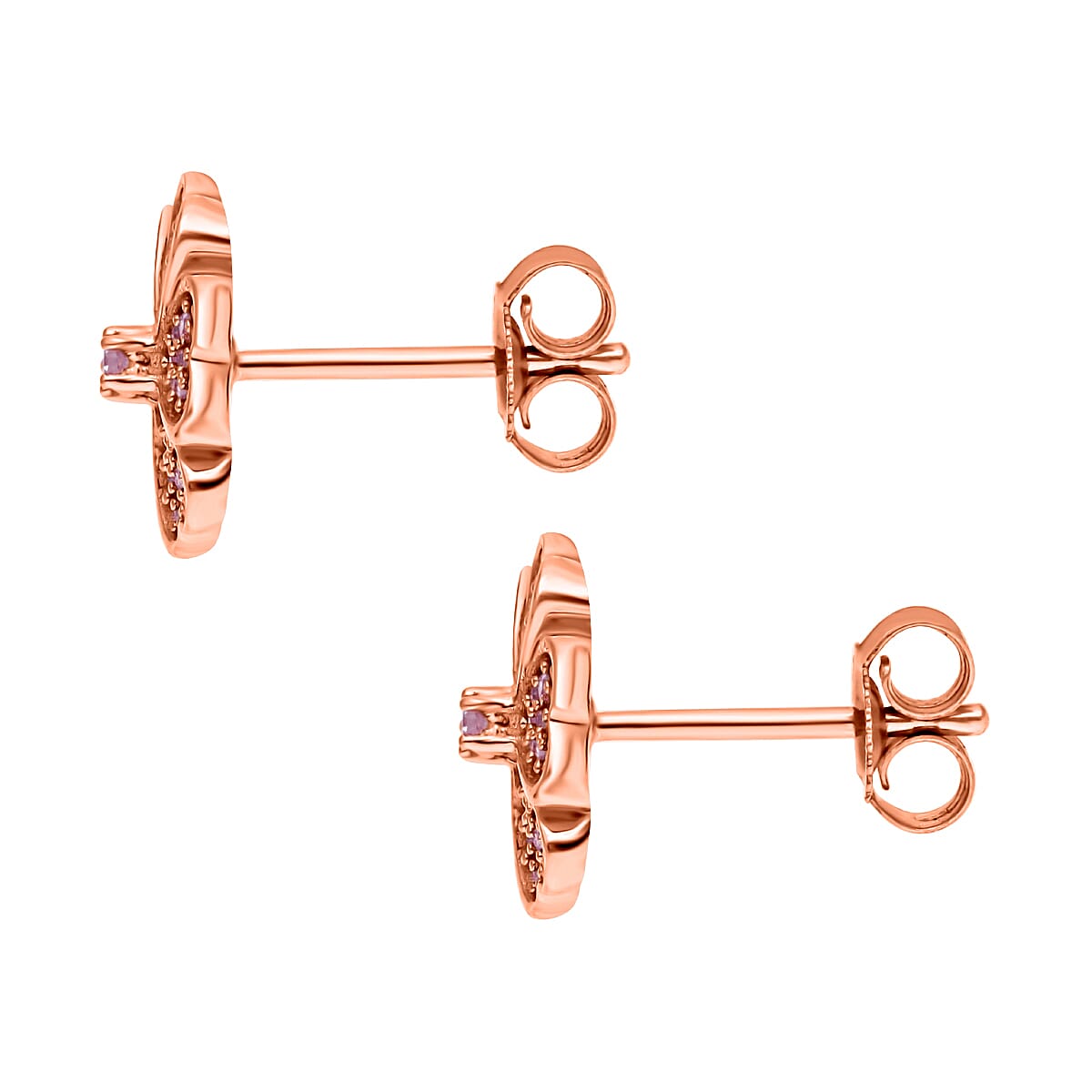 9K Rose Gold SGL Certified Pink Diamond Floral Stud Earrings 0.23 Ct