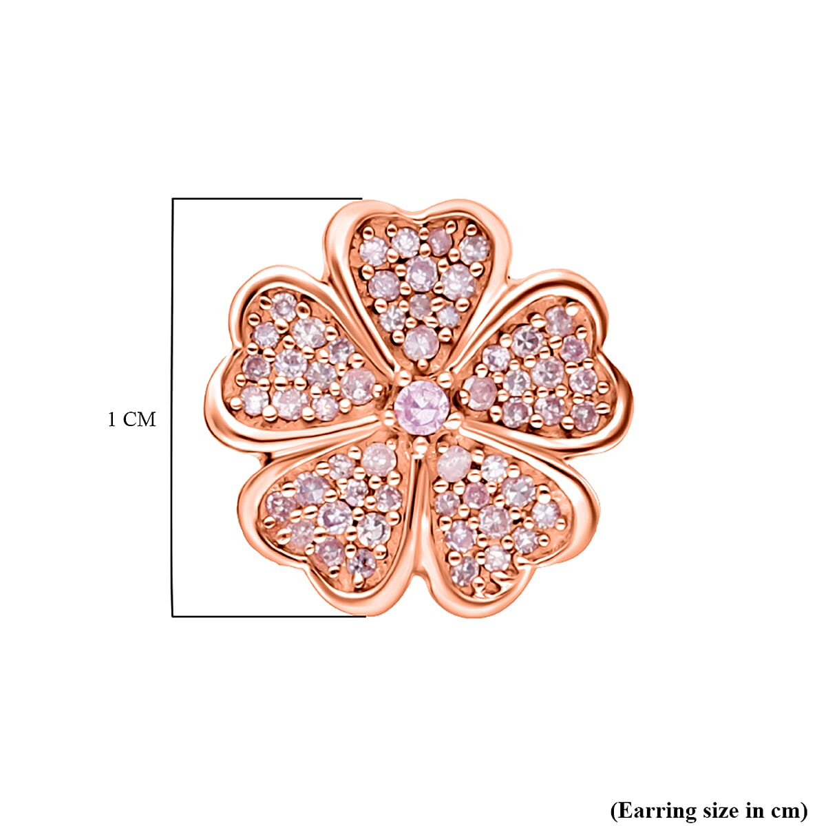 9K Rose Gold SGL Certified Pink Diamond Floral Stud Earrings 0.23 Ct