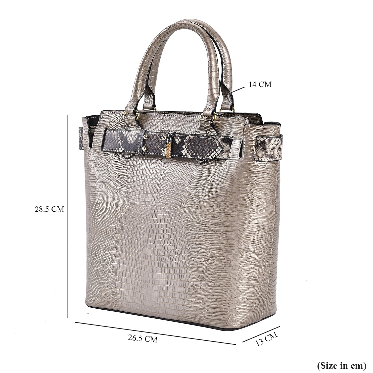 Genuine Leather Snakeskin Crossbody Bag - Gold