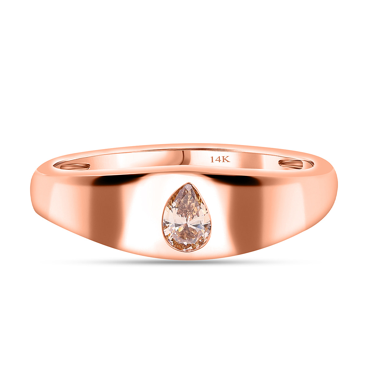 14K Rose Gold SGL Certified Champagne Diamond (I1-I2) Solitaire Ring 0.25 Ct