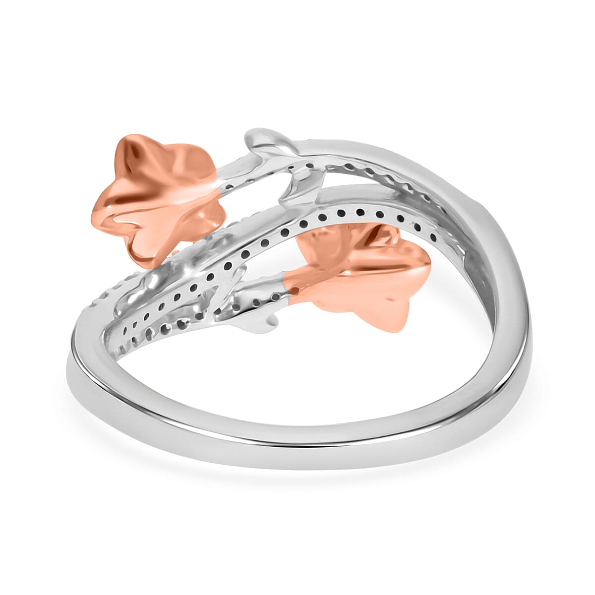 Diamond Ring in Two Tone Plated Sterling Silver 0.20 Ct.