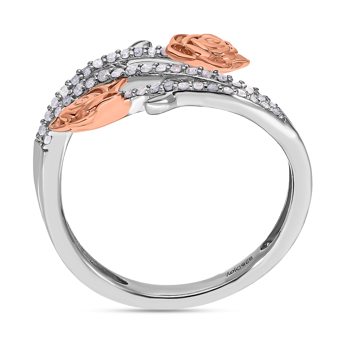 Diamond Ring in Two Tone Plated Sterling Silver 0.20 Ct.