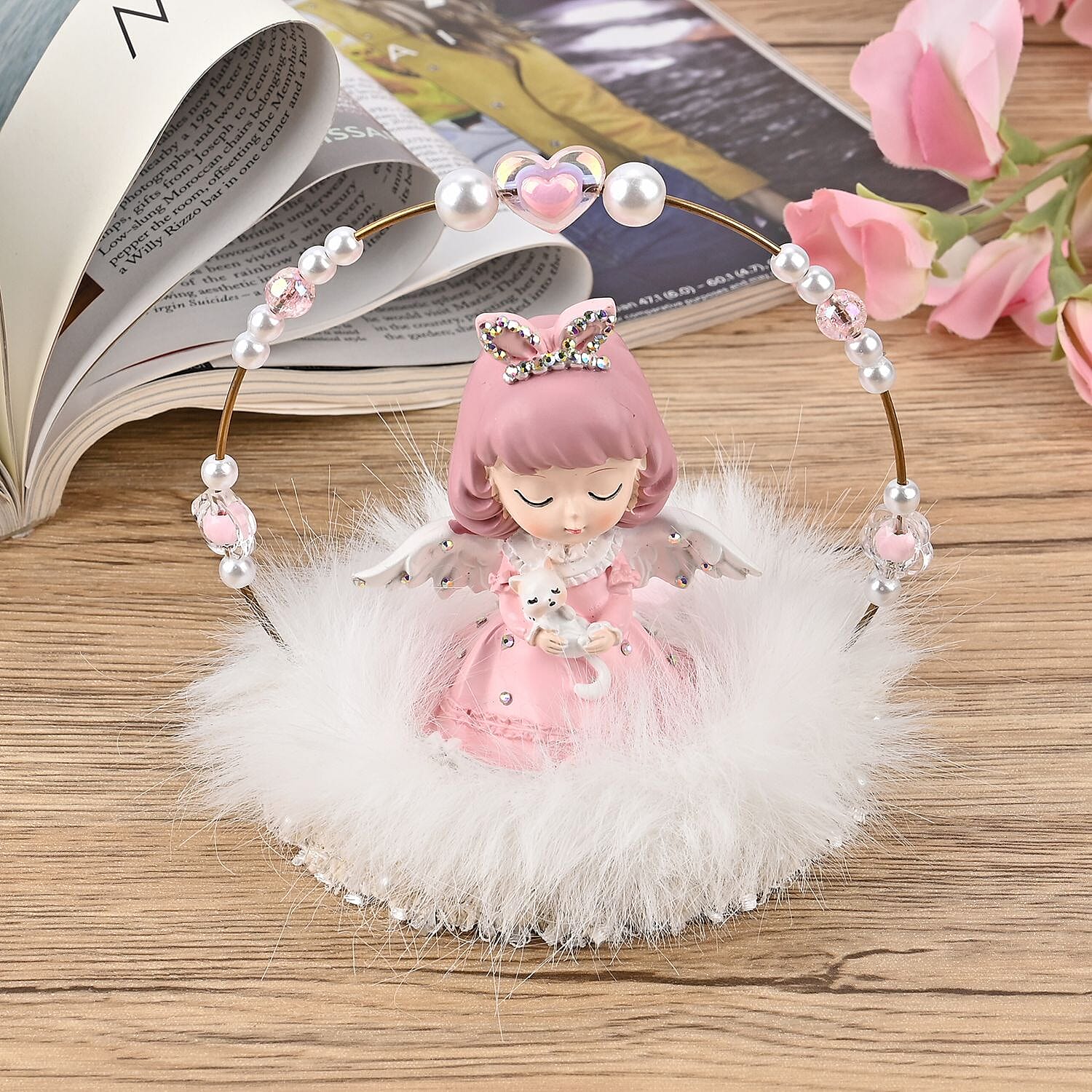 Aesthetic Handmade Sleeping Angel & Cat Table Top Decoration