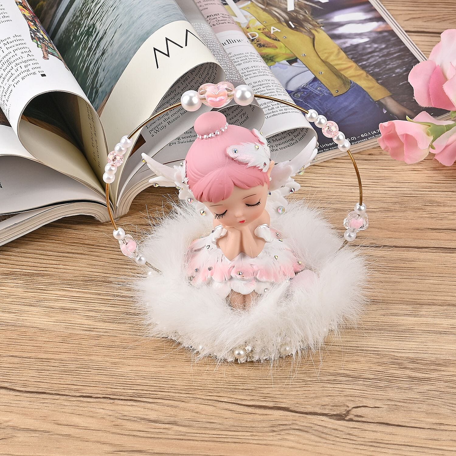 Aesthetic Handmade Sleeping Angel Table Top Decoration (Size 14x13x10cm)