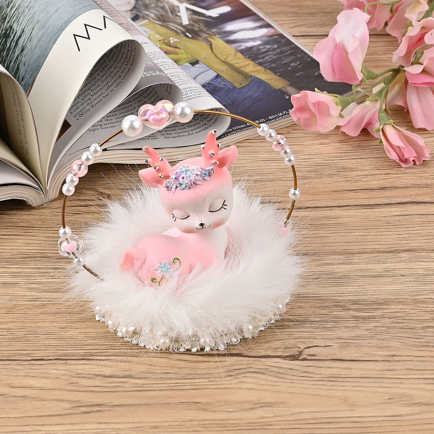 Aesthetic Handmade Sleeping Deer Table Top Decoration (Size 12x12x10cm)