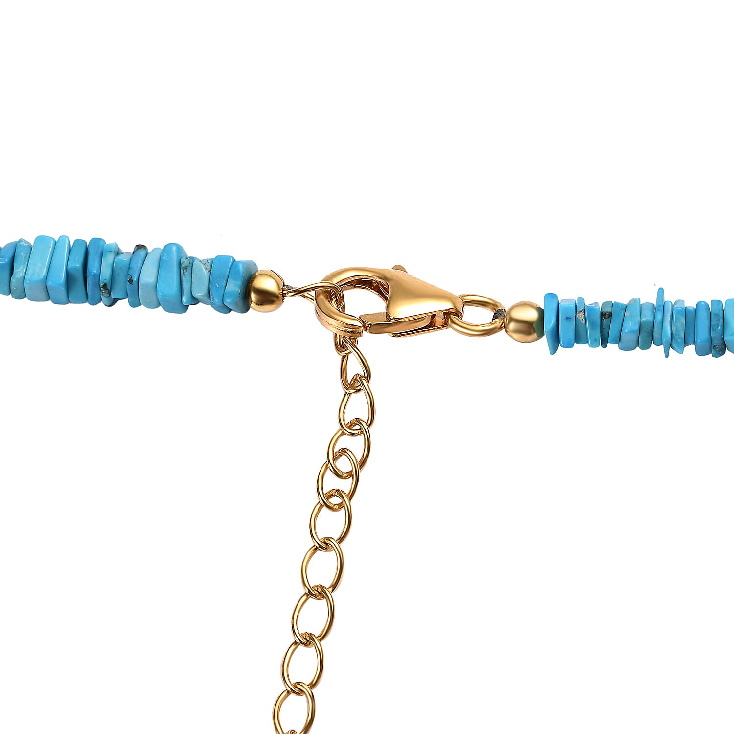DoorBuster Deal- Arizona Sleeping Beauty Turquoise Necklace (Size - 20-2inch Ext.) in 18K Yellow Gold Vermeil Plated Sterling Silver 120 Ct