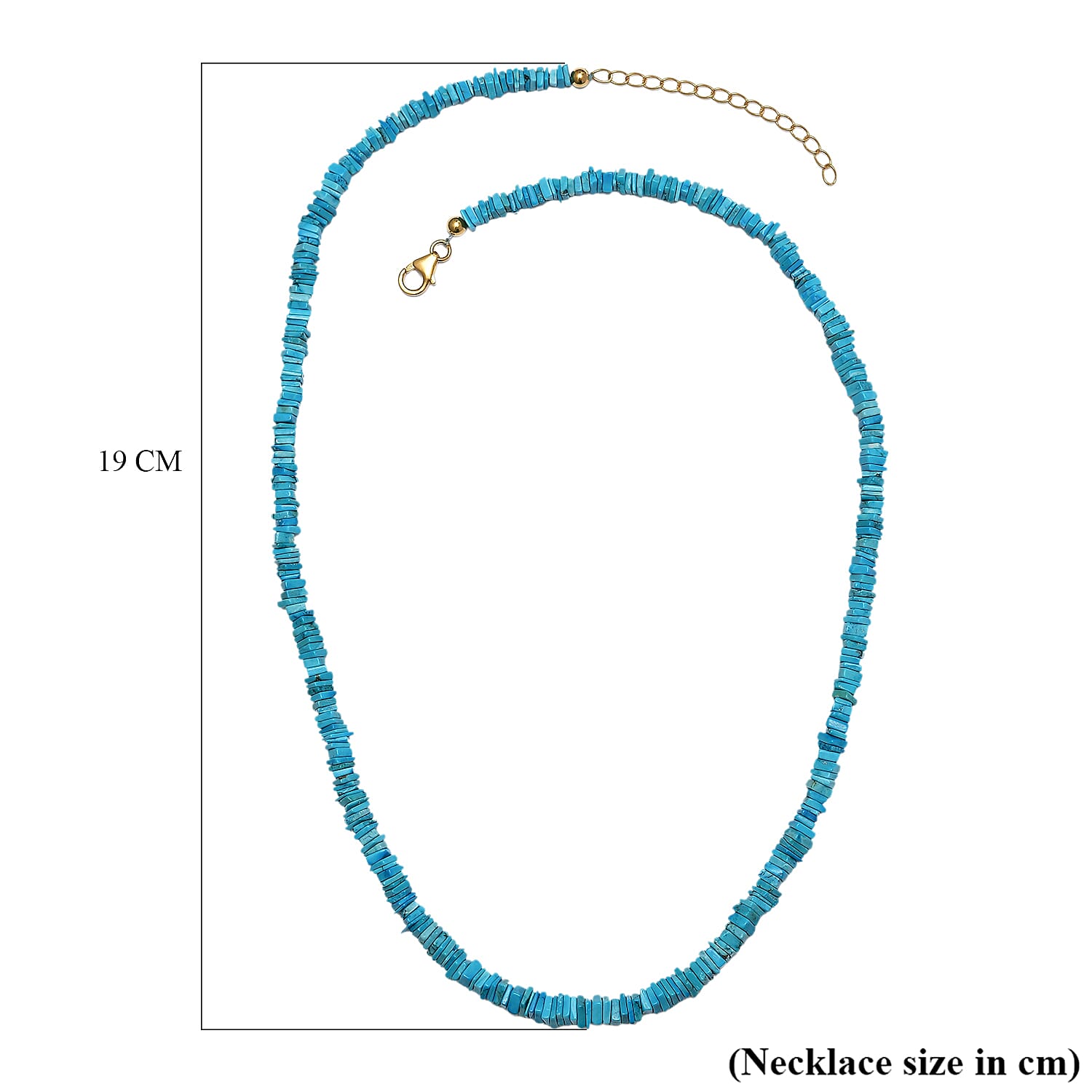 DoorBuster Deal- Arizona Sleeping Beauty Turquoise Necklace (Size - 20-2inch Ext.) in 18K Yellow Gold Vermeil Plated Sterling Silver 120 Ct