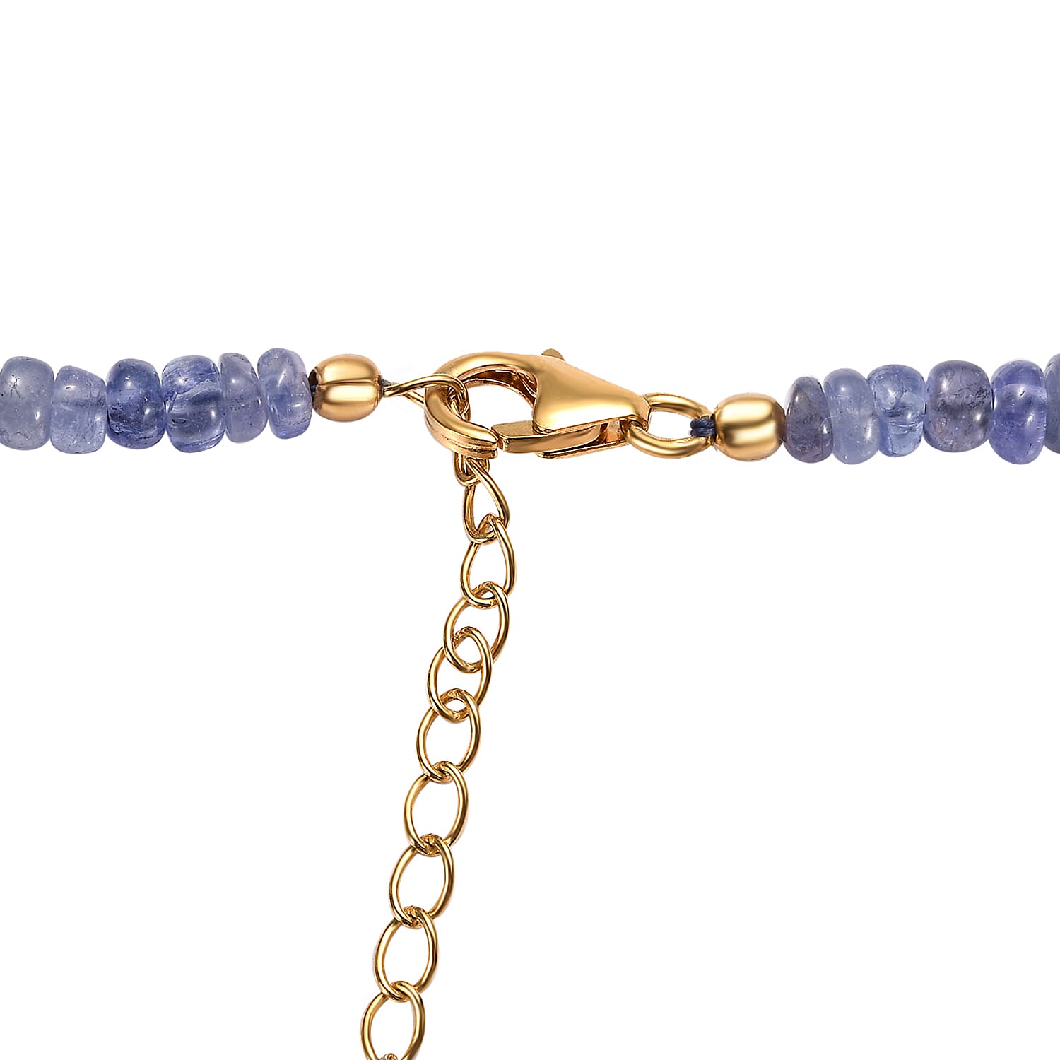 Tanzanite Beads Necklace (Size-20-2 Inch Ext.) in 18K Yellow Gold Vermeil Plated Sterling Silver 122.33 Ct