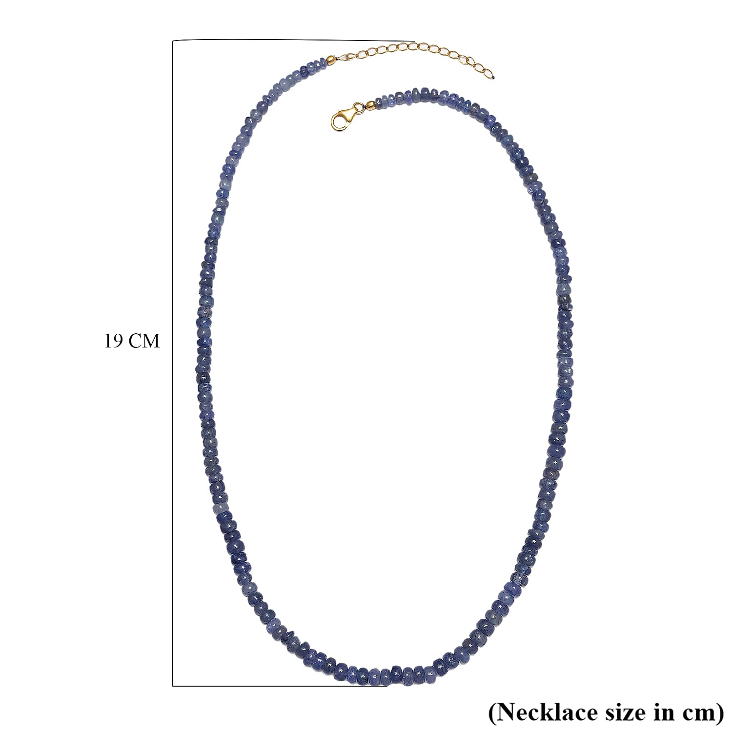 Tanzanite Beads Necklace (Size-20-2 Inch Ext.) in 18K Yellow Gold Vermeil Plated Sterling Silver 122.33 Ct