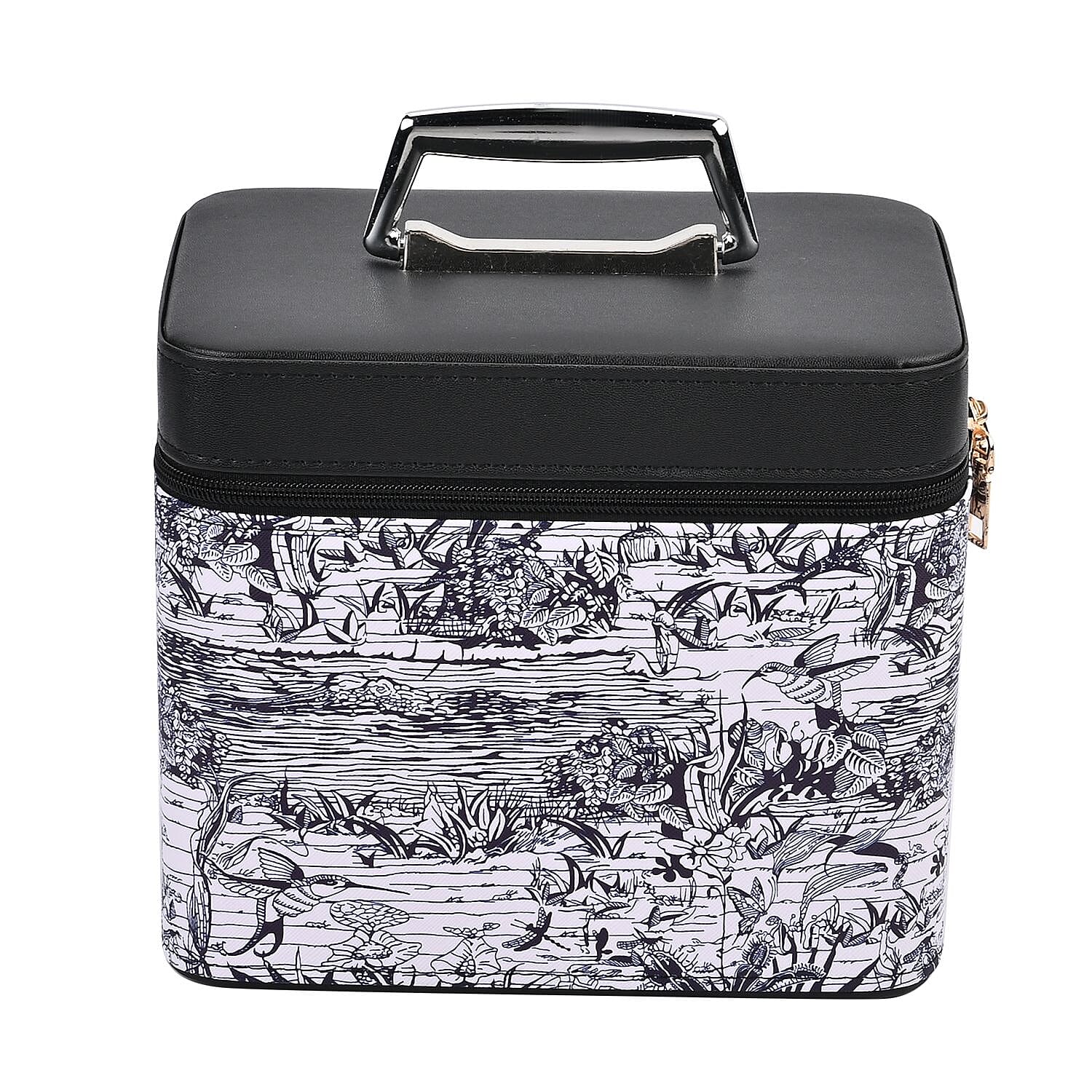 Set of 2 Abstract Pattern Makeup Boxes (Size Large - Small)  - Black - Purple