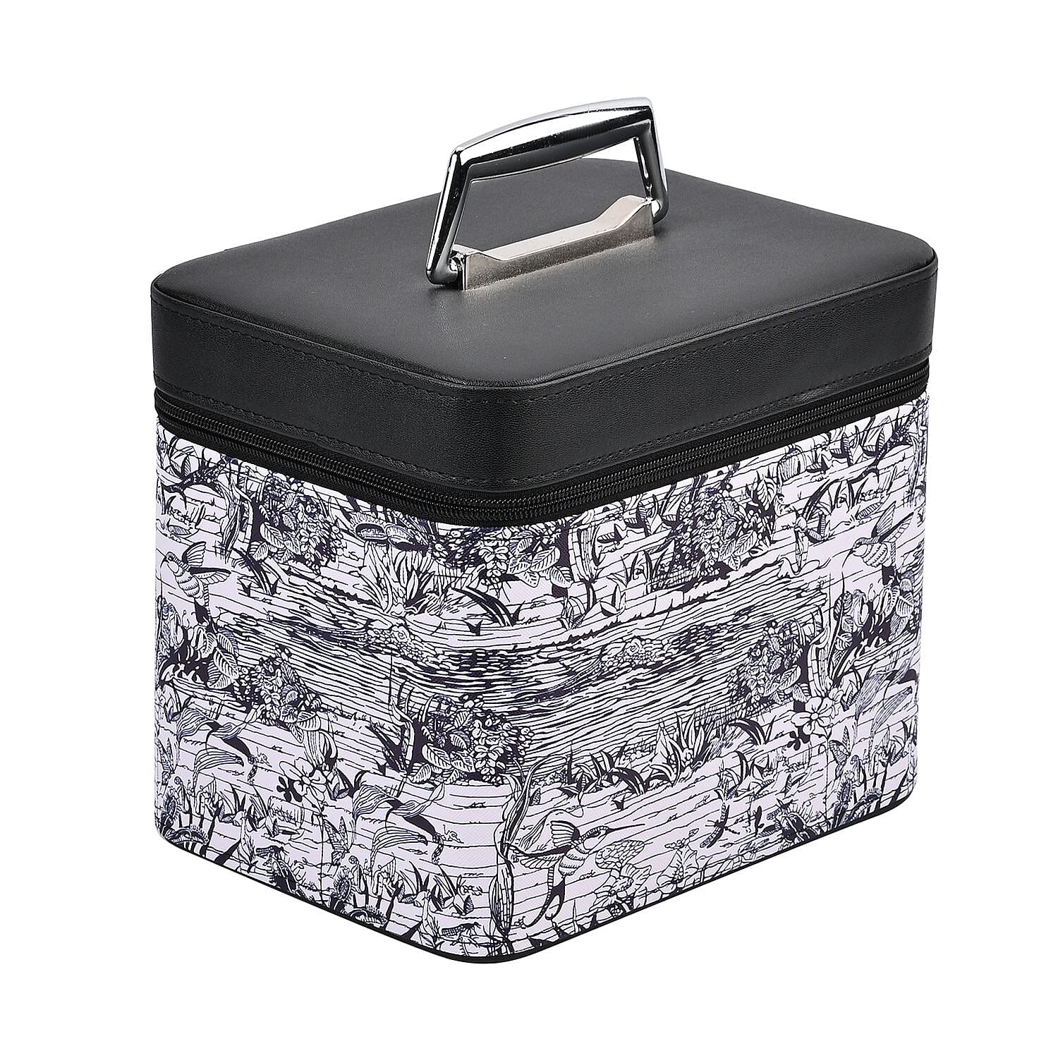 Set of 2 Abstract Pattern Makeup Boxes (Size Large - Small)  - Black - Purple
