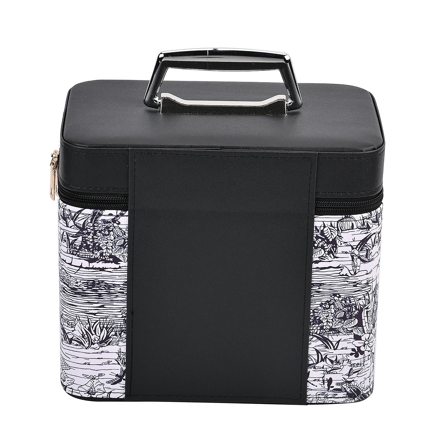 Set of 2 Abstract Pattern Makeup Boxes (Size Large - Small)  - Black - Purple