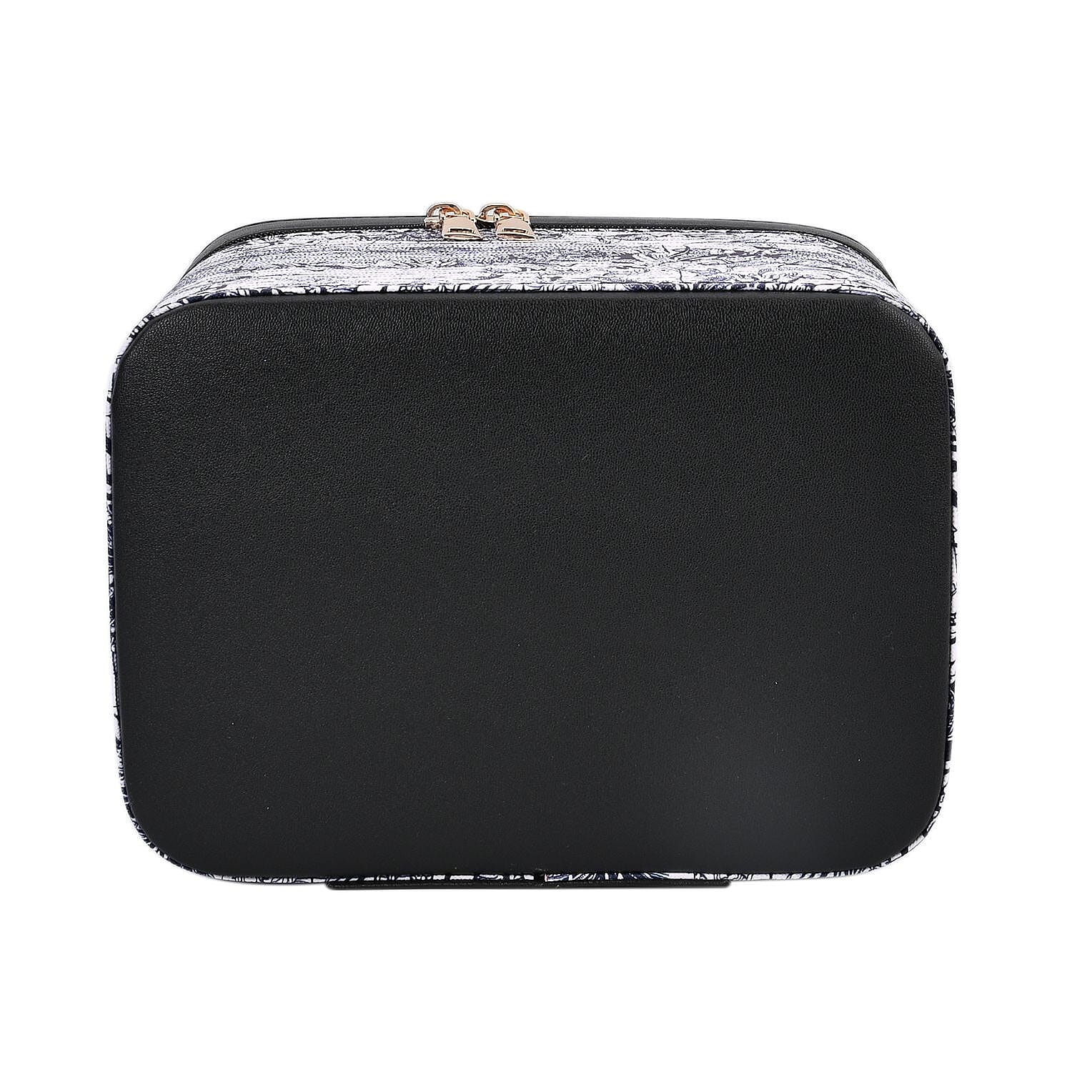 Set of 2 Abstract Pattern Makeup Boxes (Size Large - Small)  - Black - Purple