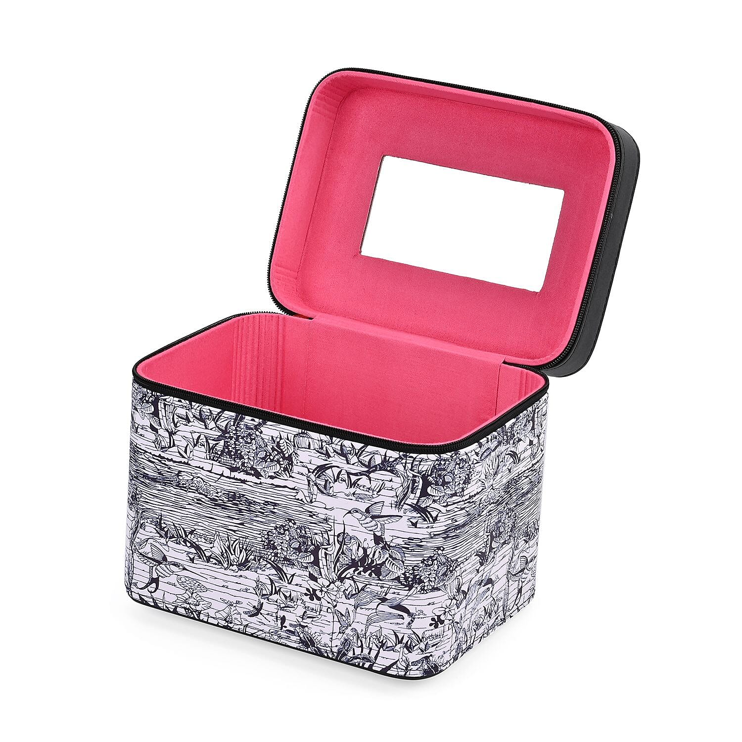 Set of 2 Abstract Pattern Makeup Boxes (Size Large - Small)  - Black - Purple