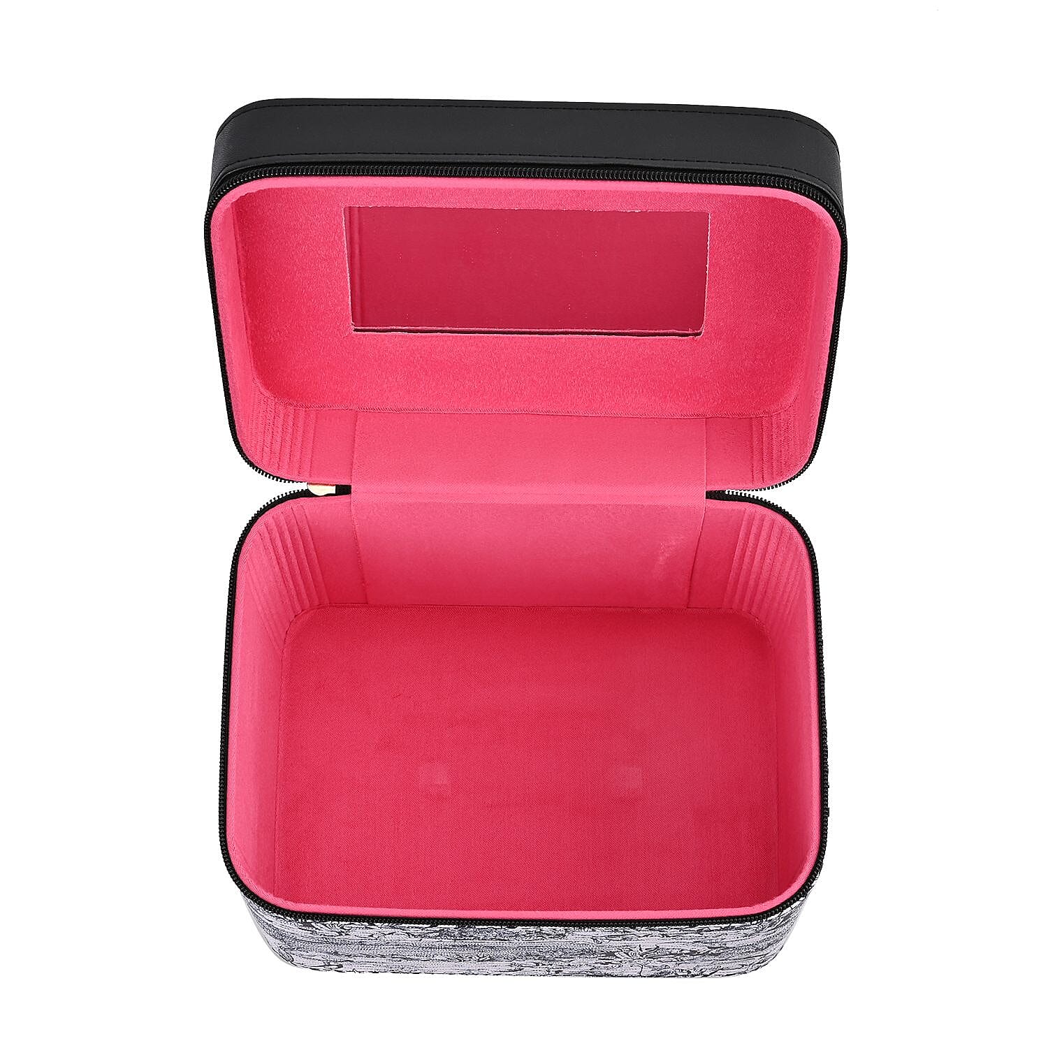 Set of 2 Abstract Pattern Makeup Boxes (Size Large - Small)  - Black - Purple