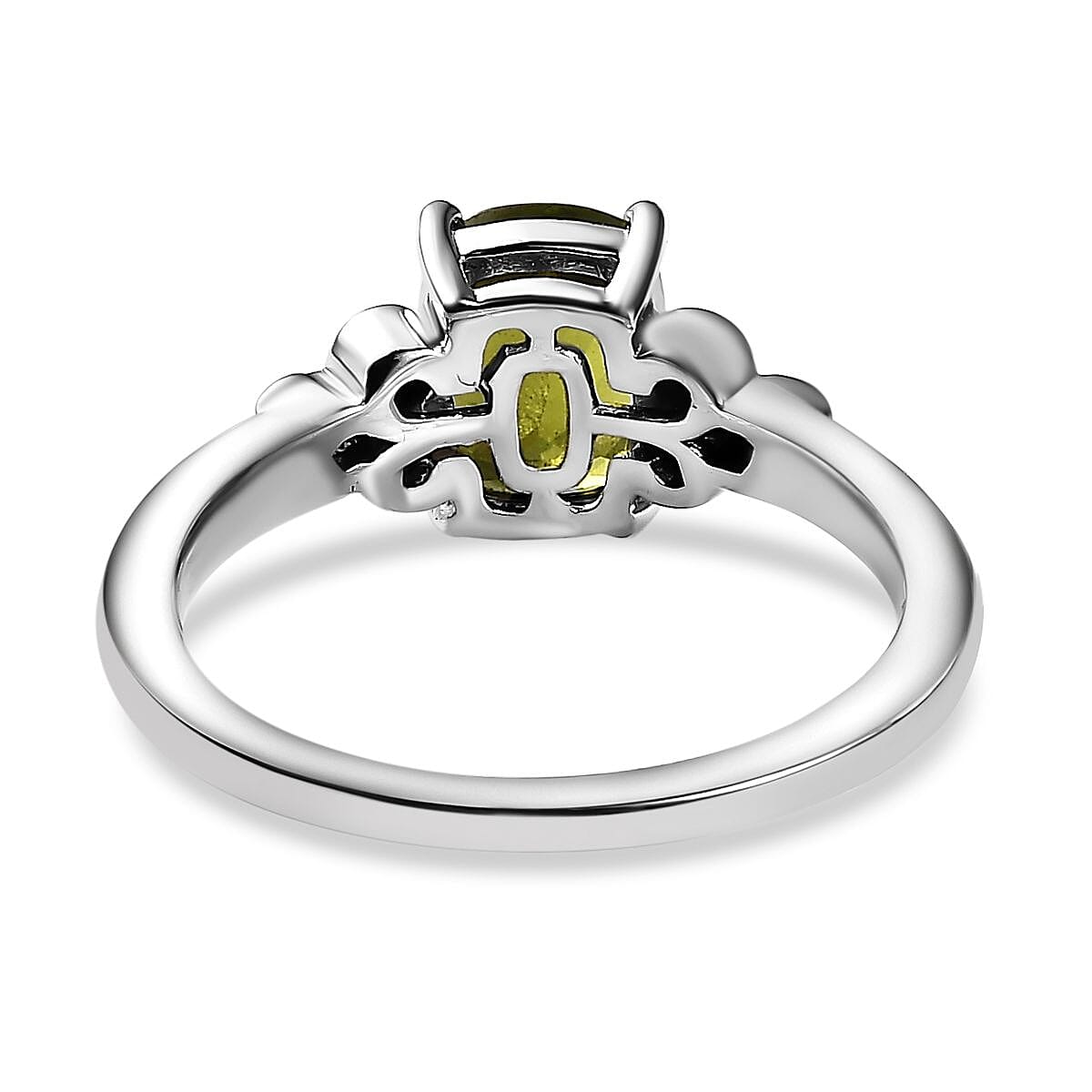 Rare Vesuvianite and Natural Zircon Ring in Platinum Overlay Sterling Silver 1.53 Ct