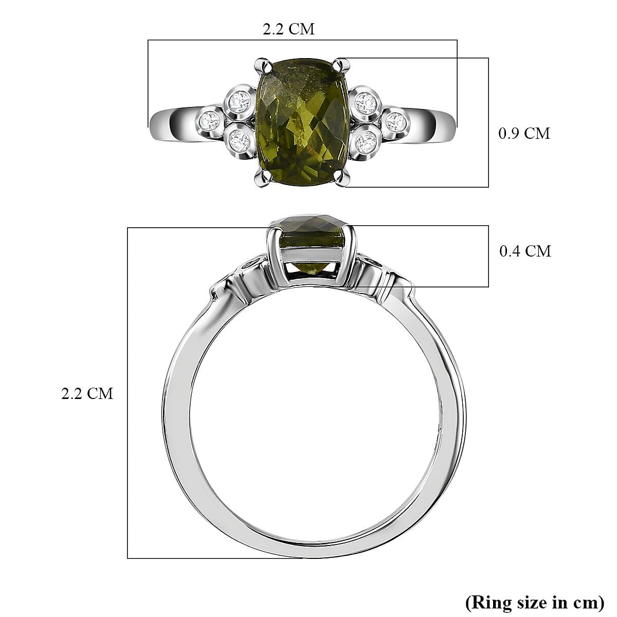 Rare Vesuvianite and Natural Zircon Ring in Platinum Overlay Sterling Silver 1.53 Ct