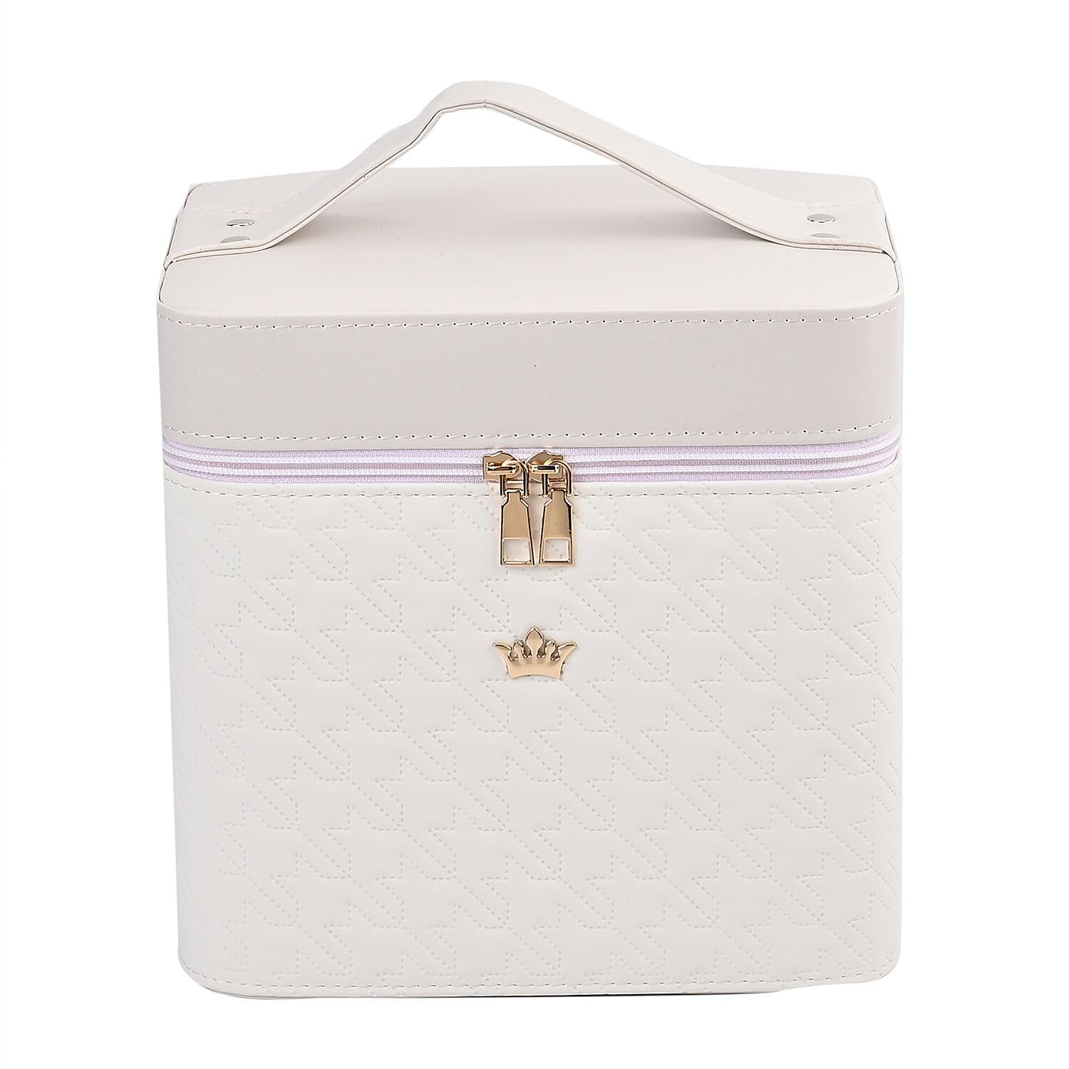 Dot Embossed Pattern Leatherette 2-Layer Makeup Box (Size 24x24x18 cm) - Gradient Blue, Green & Purple