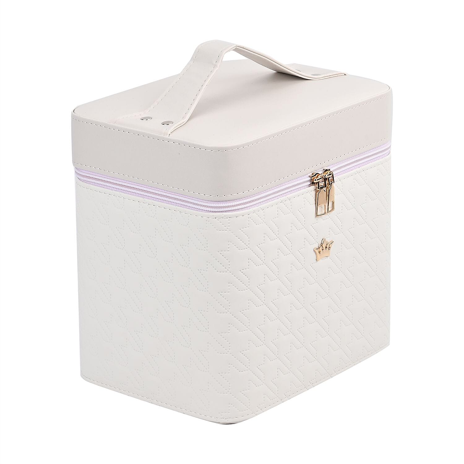 Dot Embossed Pattern Leatherette 2-Layer Makeup Box (Size 24x24x18 cm) - Gradient Blue, Green & Purple