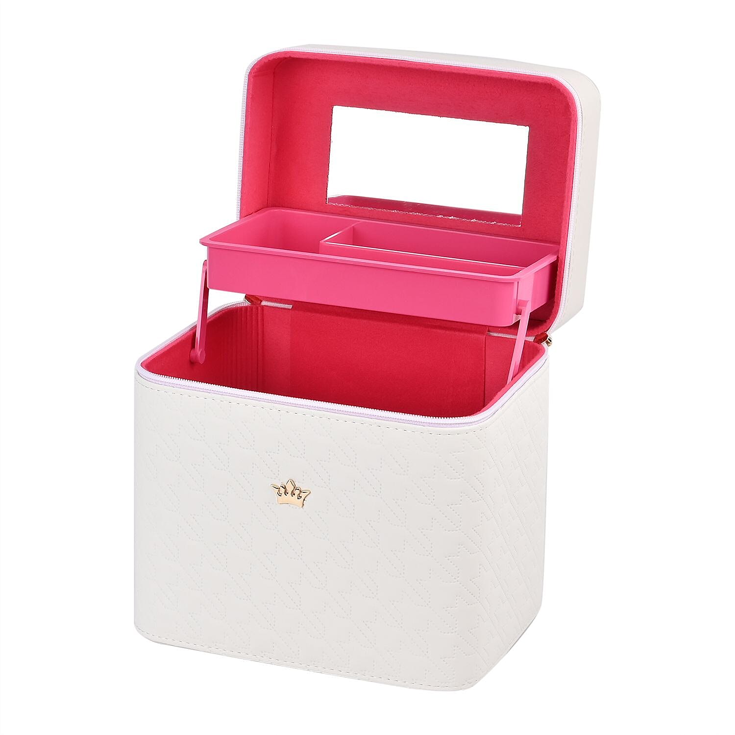 Dot Embossed Pattern Leatherette 2-Layer Makeup Box (Size 24x24x18 cm) - Gradient Blue, Green & Purple