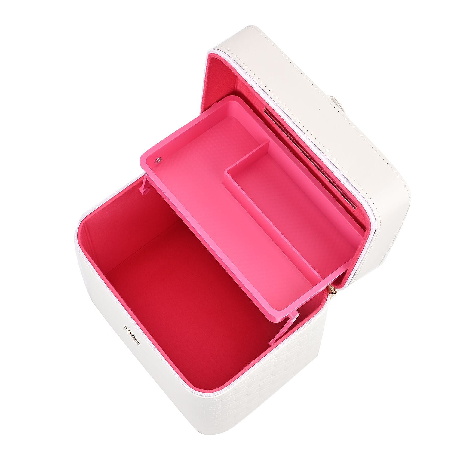 Dot Embossed Pattern Leatherette 2-Layer Makeup Box (Size 24x24x18 cm) - Gradient Blue, Green & Purple