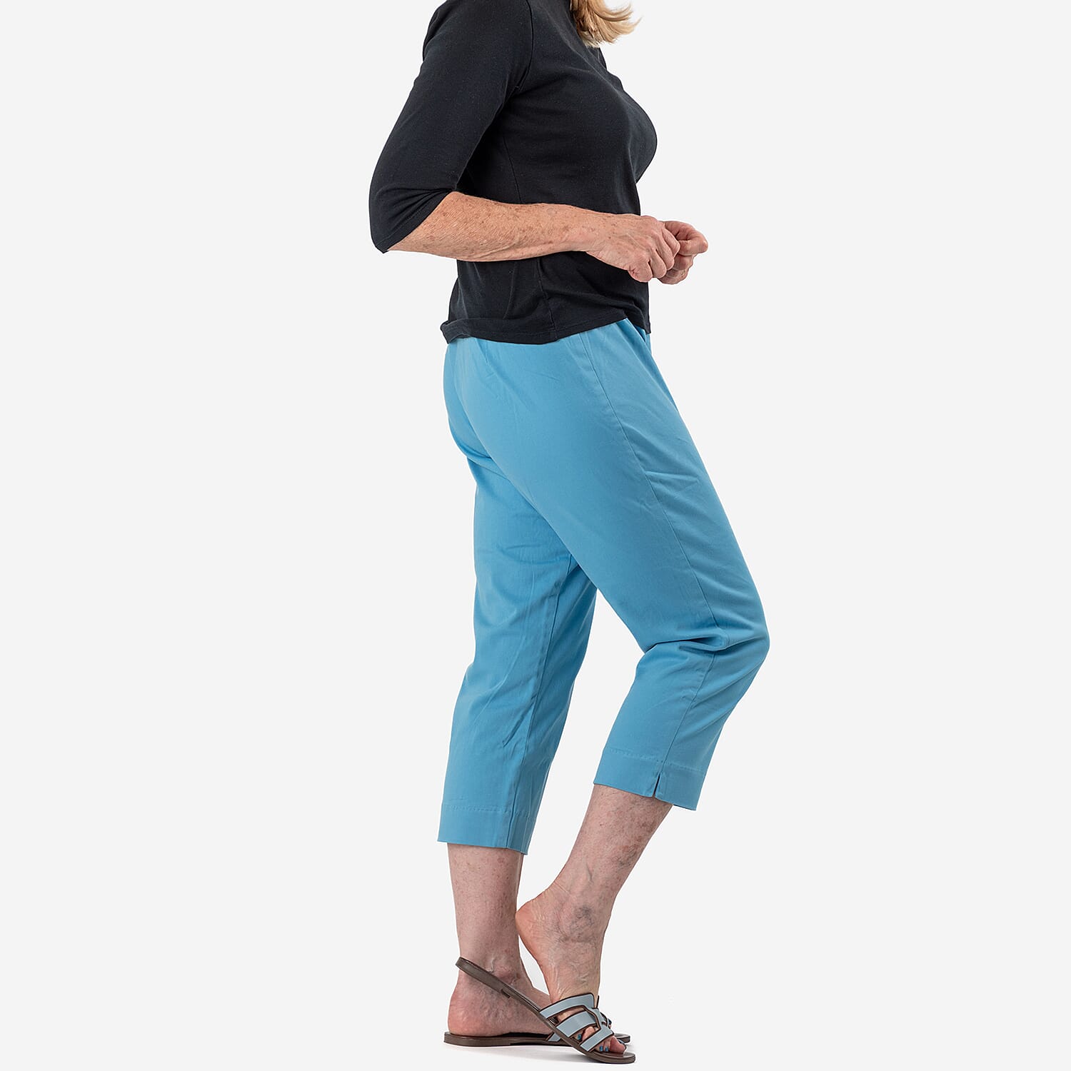 Tamsy Stretch Twill Capri Jeans for Women - Cropped Fit (Size 18) - Turquoise Tamsy Stretch Twill Capri Jeans for Women - Cropped Fit (Size 18) - Turquoise